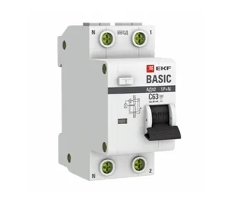 Автоматический выключатель дифференциального тока 1P+N 63А 30мА тип АС х-ка C эл. 4,5кА АД-12 EKF Basic#1