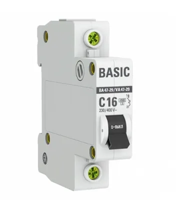 Автоматический выключатель 1P 16А (C) 4,5кА ВА 47-29 EKF Basic#1