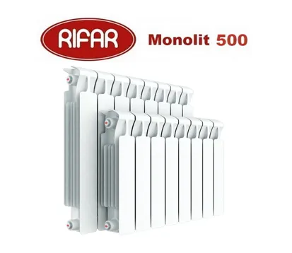 Bimetalik radiator RIFAR Monolit VR 500-10 (titan rangli), termostatik klapanli pastki ulanish, 10 qism#1