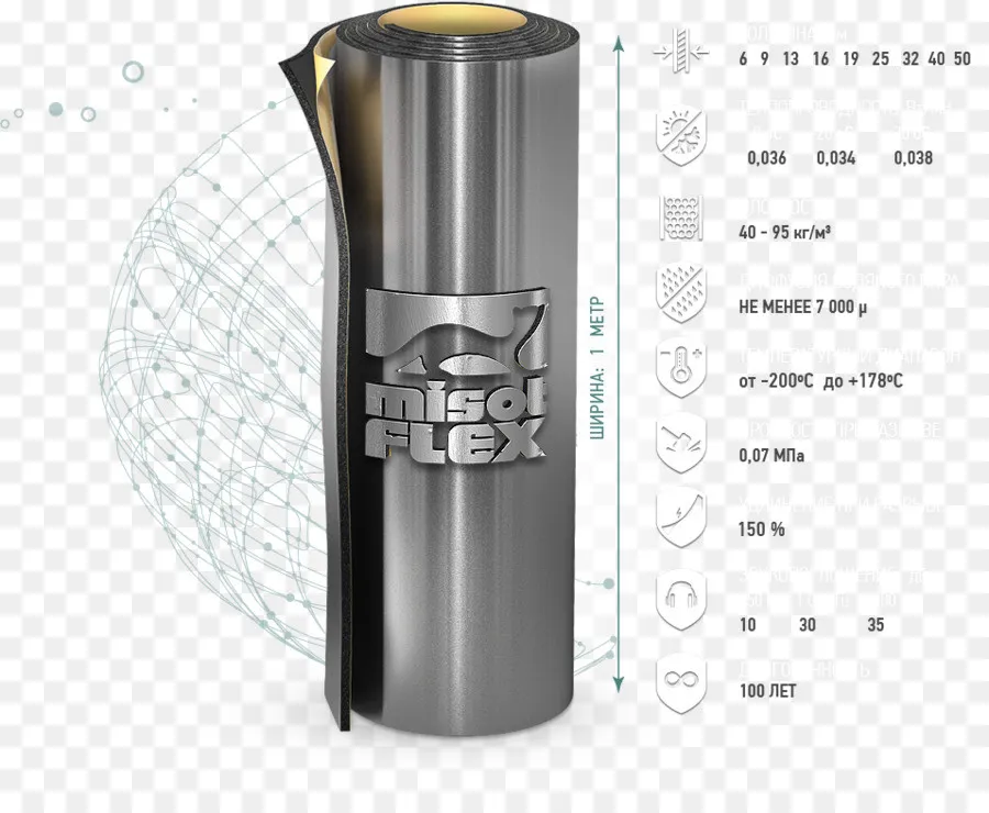 Misot flex ST-RL/F Теплоизоляция самоклеющаяся  c алюминиевым покрытием  19 мм (1-Рулонная 10m2 )#1