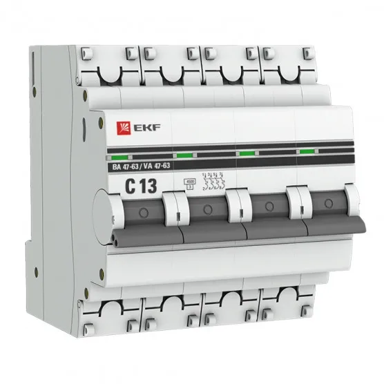 Автоматический выключатель 4P 13А (C) 4,5kA ВА 47-63 EKF PROxima#2