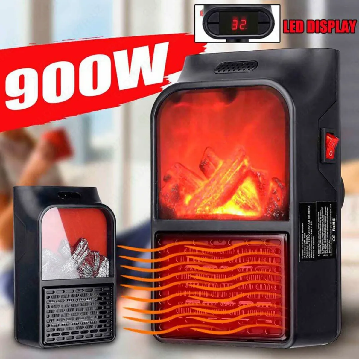 Мини обогреватель с камином Flame handy heater (900 Ватт)#4