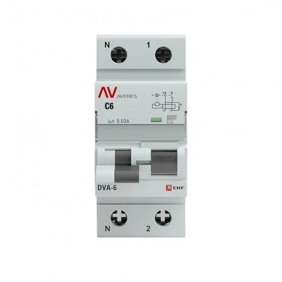 Дифференциальный автомат DVA-6 1P+N 6А (C) 30мА (AC) 6кА EKF AVERES#2
