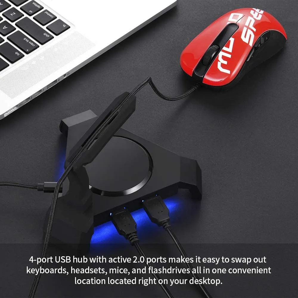 Держатель кабеля с эластичным ремнем для игровой мыши MOTOSPEED Q20 с 4-портовым USB-концентратором -4 светодиодных цветовых режима с RGB-подсветкой - провод#3