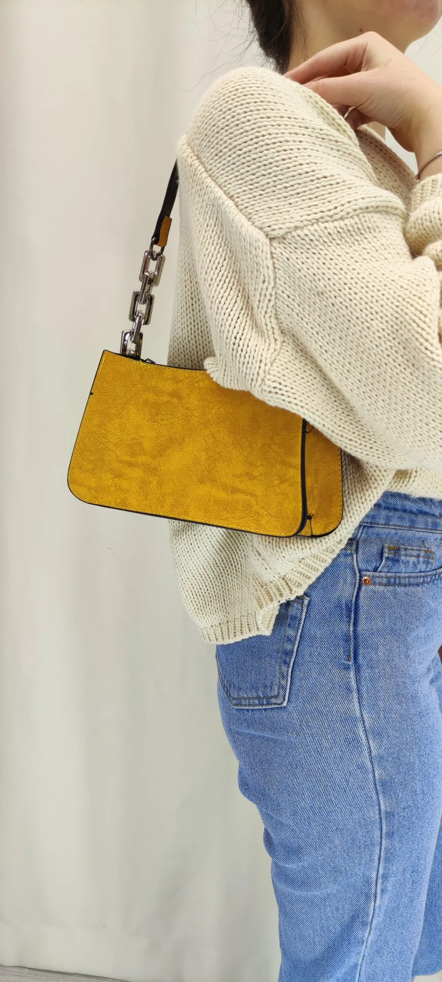 Женская сумка-багет с цепочкой SHK Bag MYZ0000TRCS Желтый#2