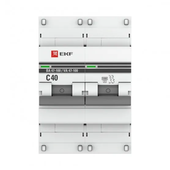 Автоматический выключатель 2P 40А (C) 10kA ВА 47-100 EKF PROxima#2