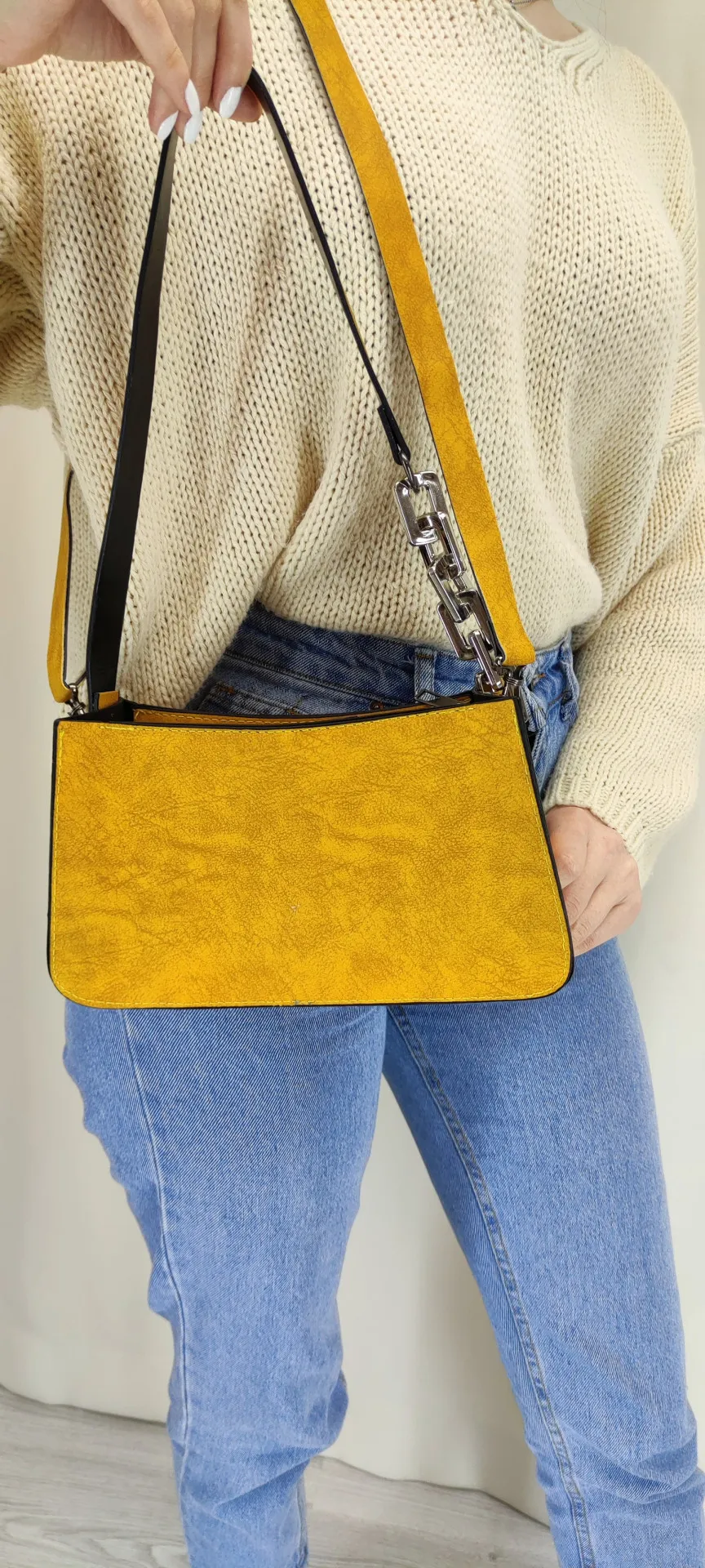 Женская сумка-багет с цепочкой SHK Bag MYZ0000TRCS Желтый#3