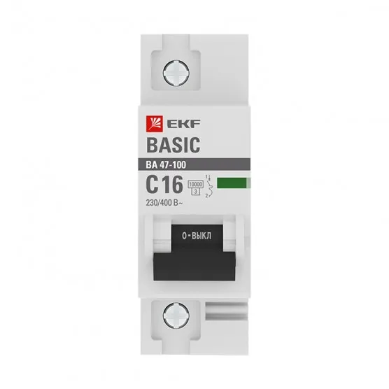 Автоматический выключатель 1P 16А (C) 10kA ВА 47-100 EKF Basic#2