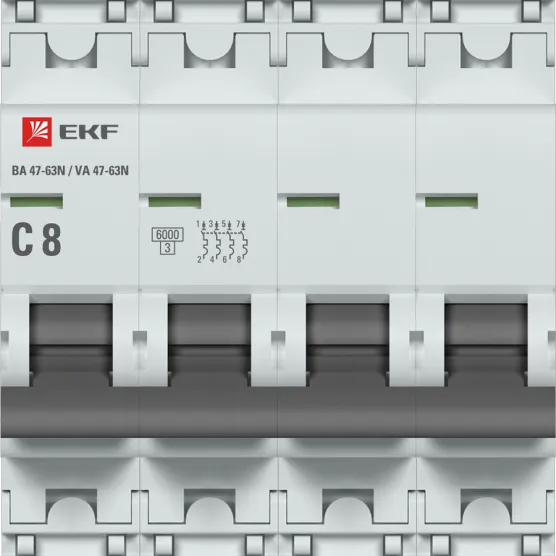 Автоматический выключатель 4P 8А (C) 6кА ВА 47-63N EKF PROxima#2