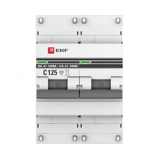 Автоматический выключатель 2P 125А (C) 10kA ВА 47-100M без теплового расцепителя EKF PROxima#2