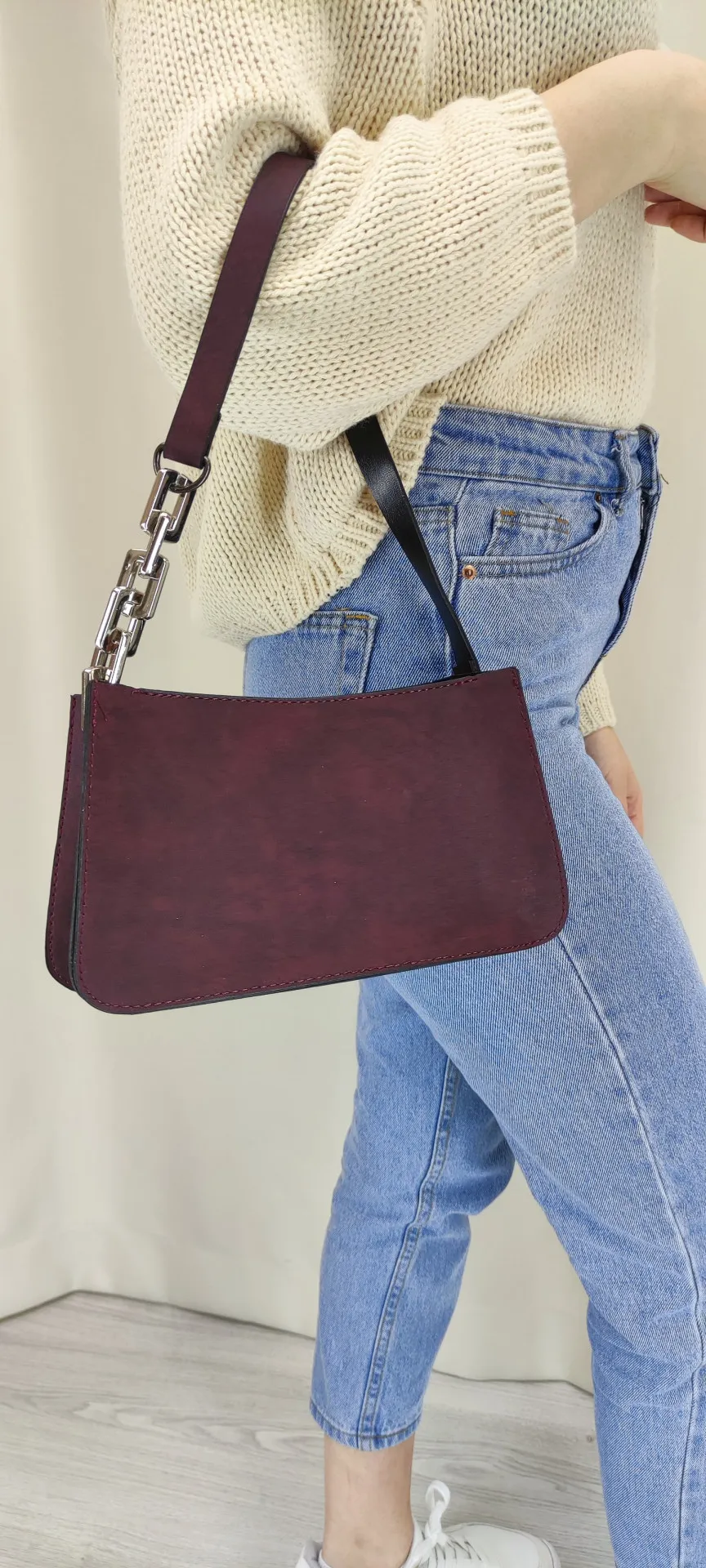Женская сумка-багет с цепочкой SHK Bag MYZ0000TRCS Бордовый#2