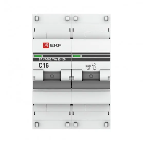 Автоматический выключатель 2P 16А (C) 10kA ВА 47-100 EKF Basic#2