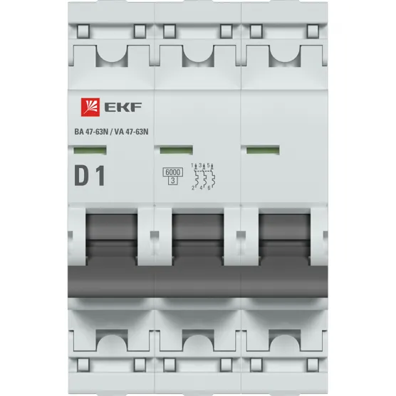 Автоматический выключатель 3P 1А (D) 6кА ВА 47-63N EKF PROxima#2