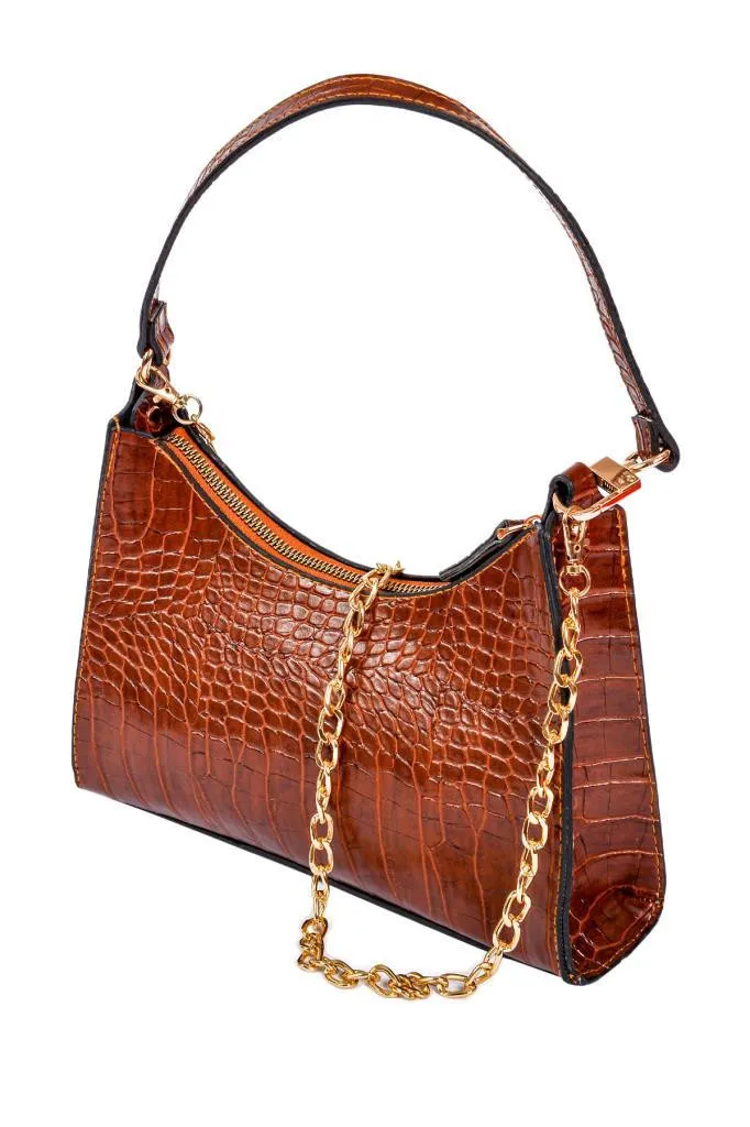 Женская сумка через плечо baguette bag - коричневый shk bag#2