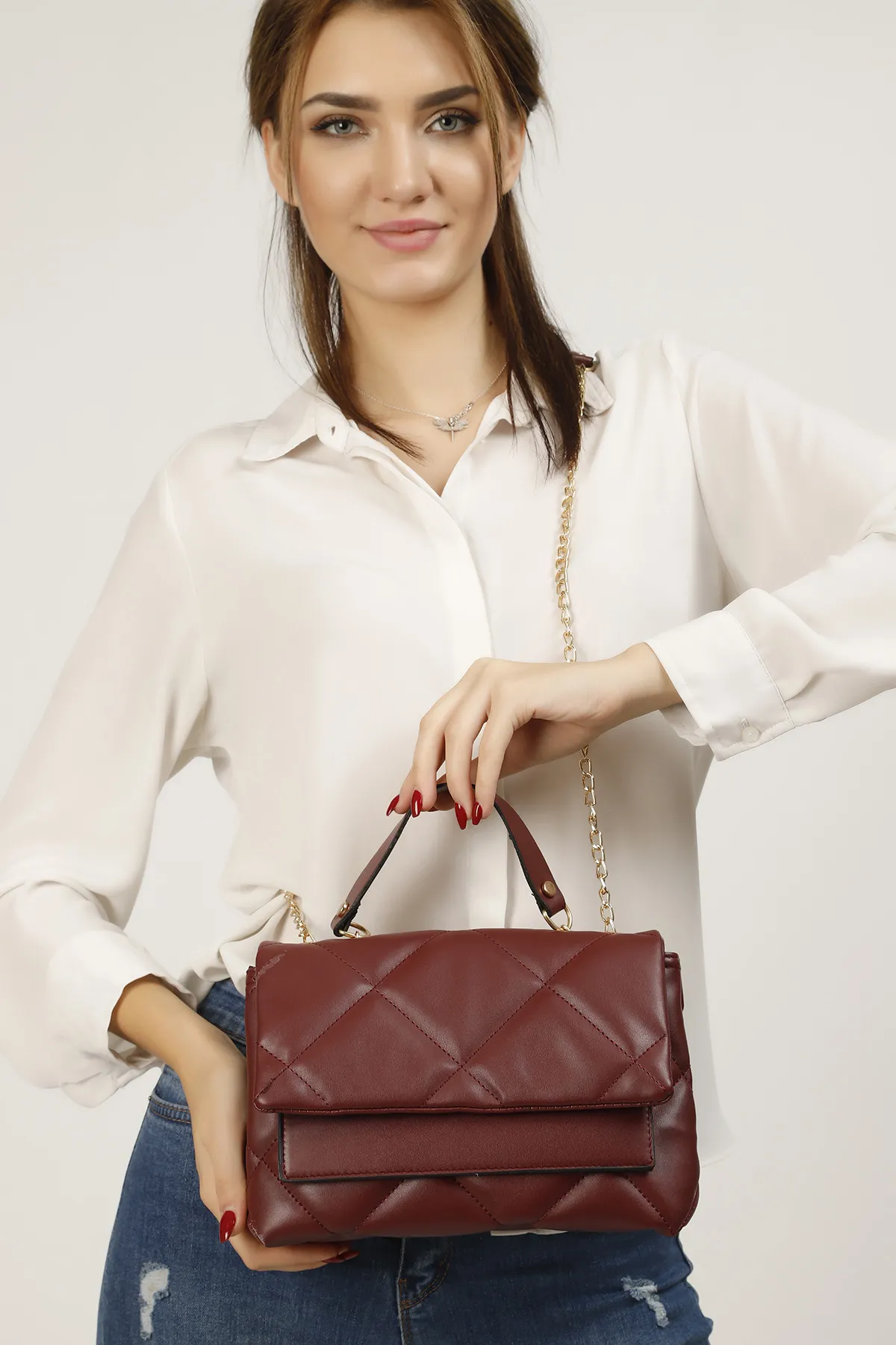 Женская сумка с вышивкой - бордовый shk bag#3