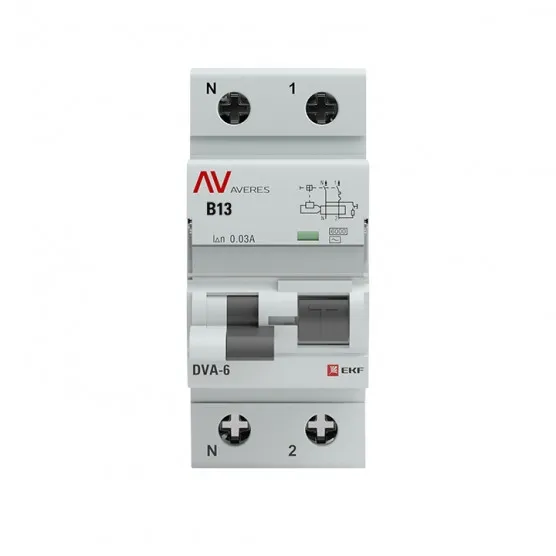 Дифференциальный автомат DVA-6 1P+N 13А (B) 30мА (AC) 6кА EKF AVERES#2