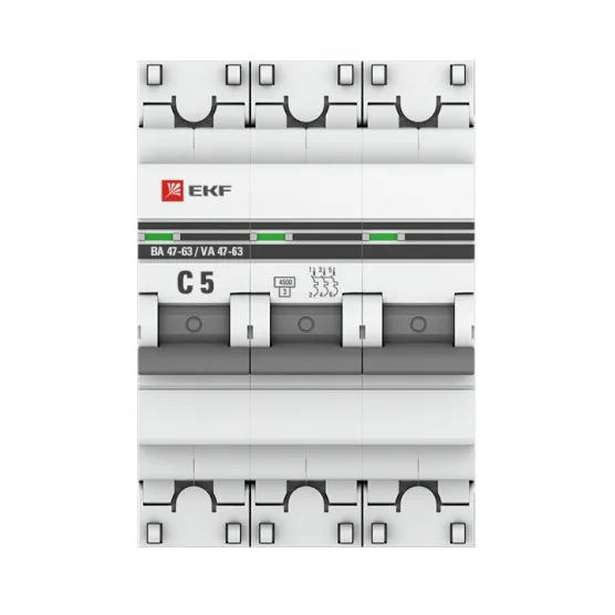 Автоматический выключатель 3P 5А (C) 4,5kA ВА 47-63 EKF PROxima#2