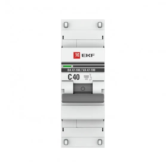 Автоматический выключатель 1P 40А (C) 10kA ВА 47-100M без теплового расцепителя EKF PROxima#2