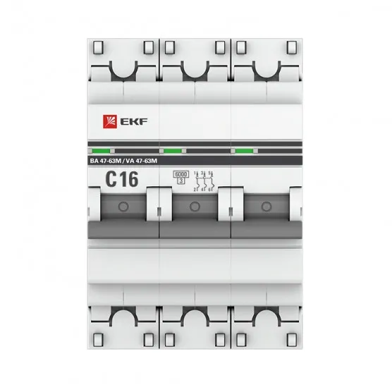 Автоматический выключатель 3P 16А (C) 6кА ВА 47-63M без теплового расцепителя EKF PROxima#2