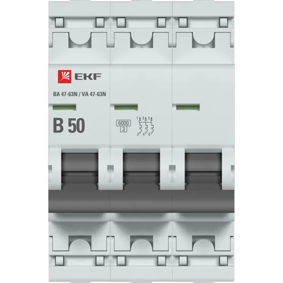 Автоматический выключатель 3P 50А (B) 6кА ВА 47-63N EKF PROxima#2
