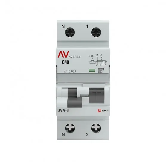 Дифференциальный автомат DVA-6 1P+N 40А (C) 30мА (A) 6кА EKF AVERES#2