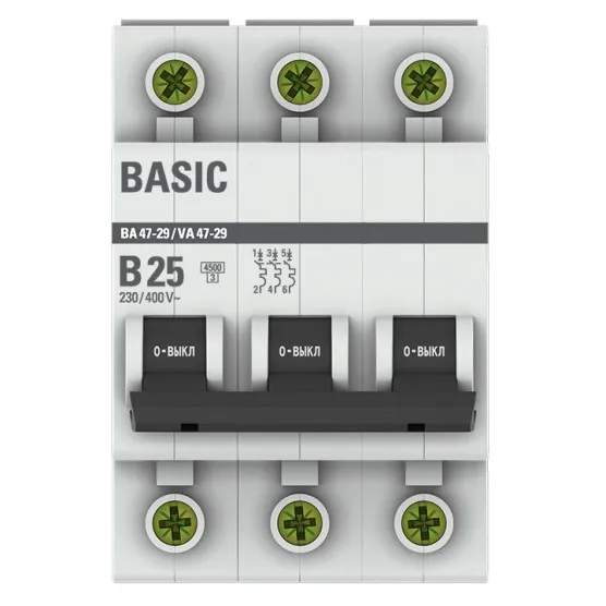 Автоматический выключатель 3P 25А (B) 4,5кА ВА 47-29 Basic#2