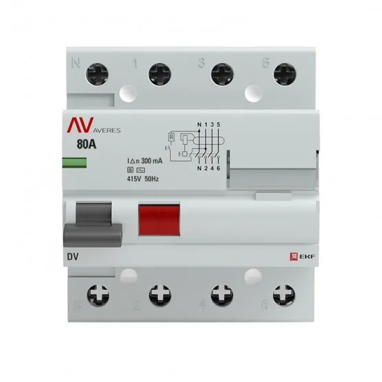 Устройство защитного отключения DV 4P 80А/300мА (S) EKF AVERES#2