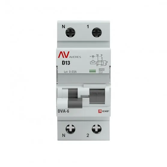 Дифференциальный автомат DVA-6 1P+N 13А (D) 30мА (AC) 6кА EKF AVERES#2