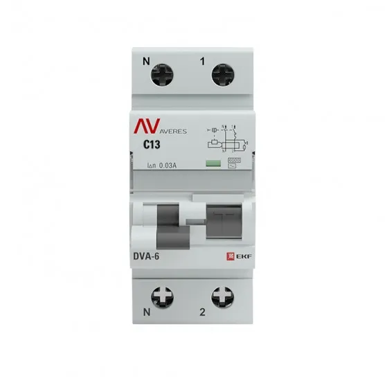 Дифференциальный автомат DVA-6 1P+N 13А (C) 30мА (AC) 6кА EKF AVERES#2