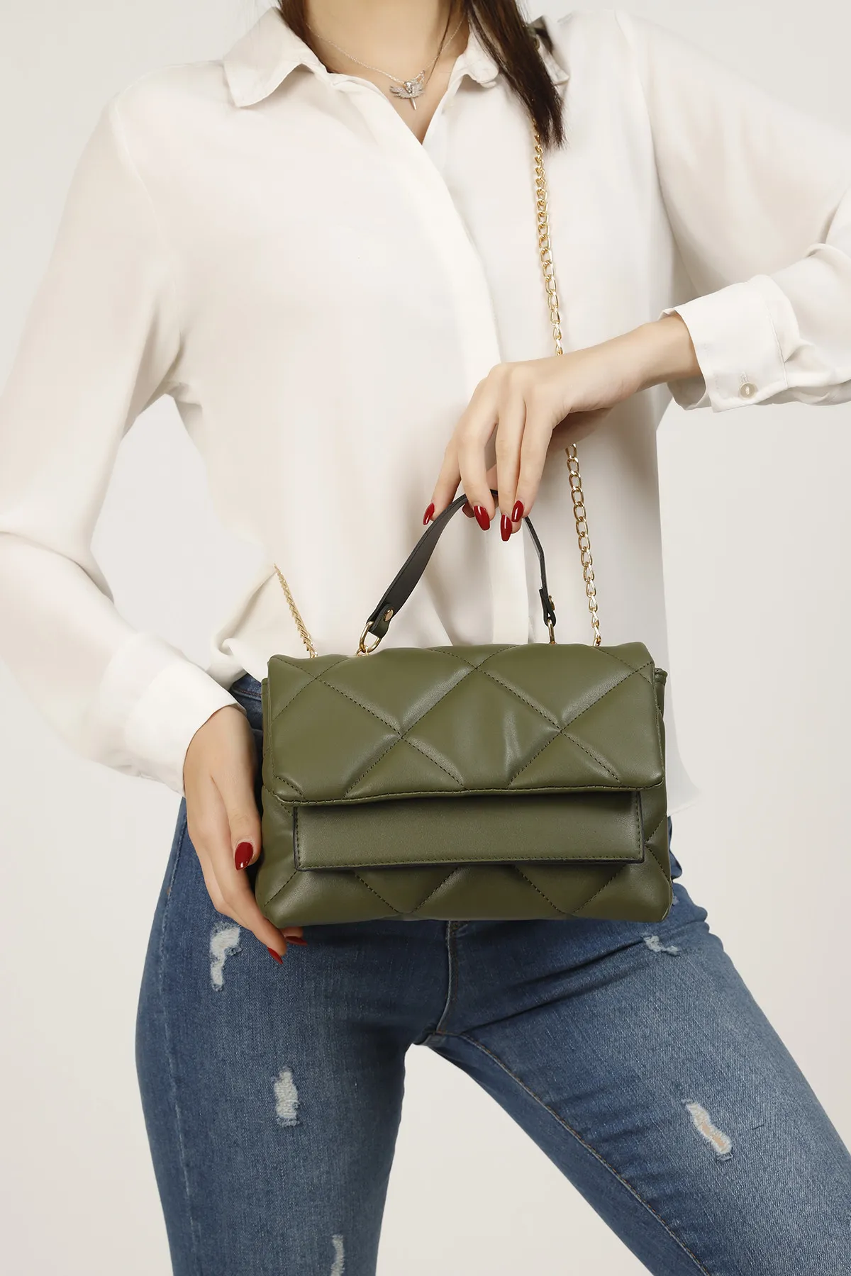 Женская сумка с вышивкой - зеленый shk bag#3