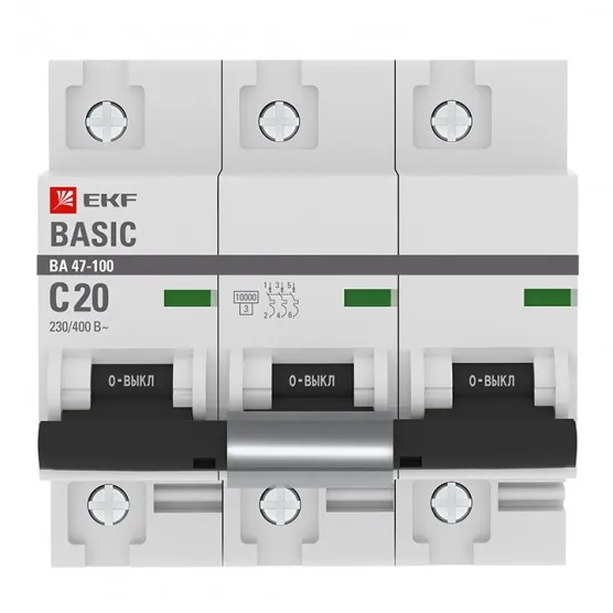 Автоматический выключатель 3P 20А (C) 10kA ВА 47-100 EKF Basic#2