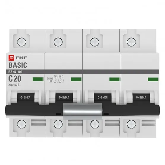 Автоматический выключатель 4P 20А (C) 10kA ВА 47-100 EKF Basic#2