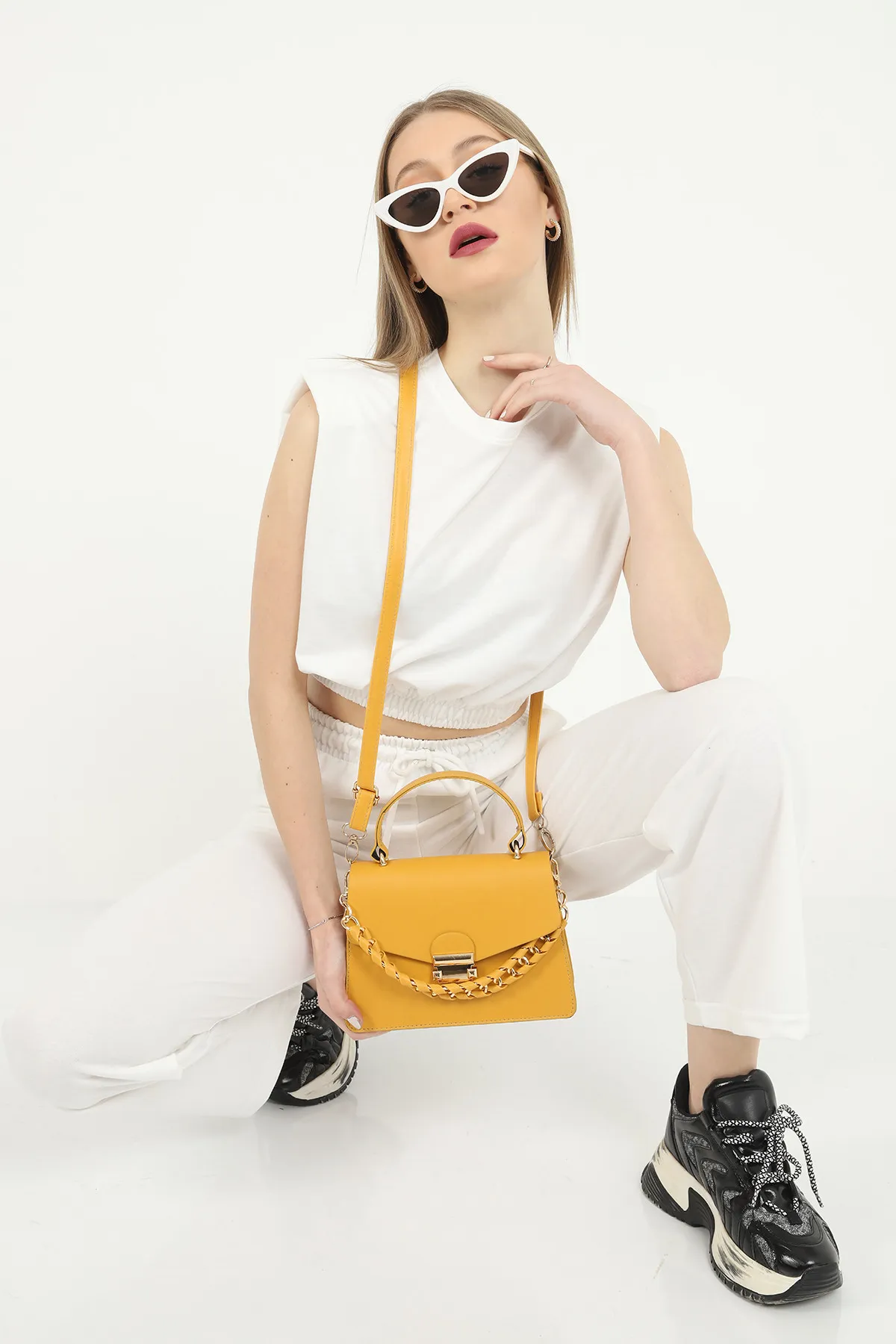 Женская сумка с цепочкой SHK Bag 1080HBMYZ Желтый#4