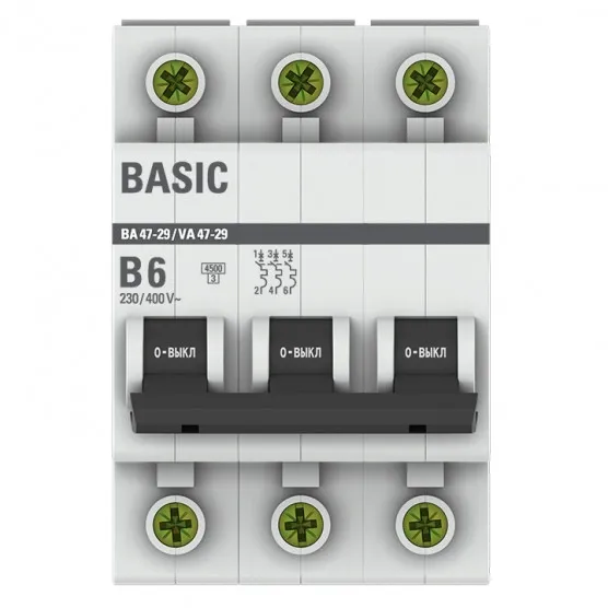 Автоматический выключатель 3P 6А (B) 4,5кА ВА 47-29 Basic#2