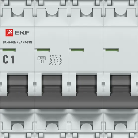 Автоматический выключатель 4P 1А (C) 6кА ВА 47-63N EKF PROxima#2