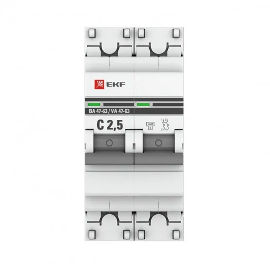 Автоматический выключатель 2P 5А (C) 4,5kA ВА 47-63 EKF PROxima#2
