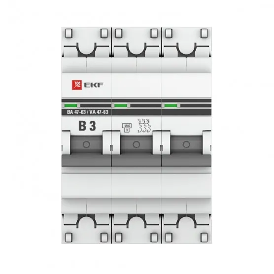 Автоматический выключатель 3P 3А (B) 4,5кА ВА 47-63 EKF PROxima#2