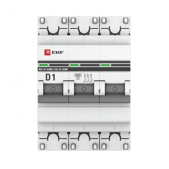 Автоматический выключатель 3P 1А (D) 6кА ВА 47-63M без теплового расцепителя EKF PROxima#2