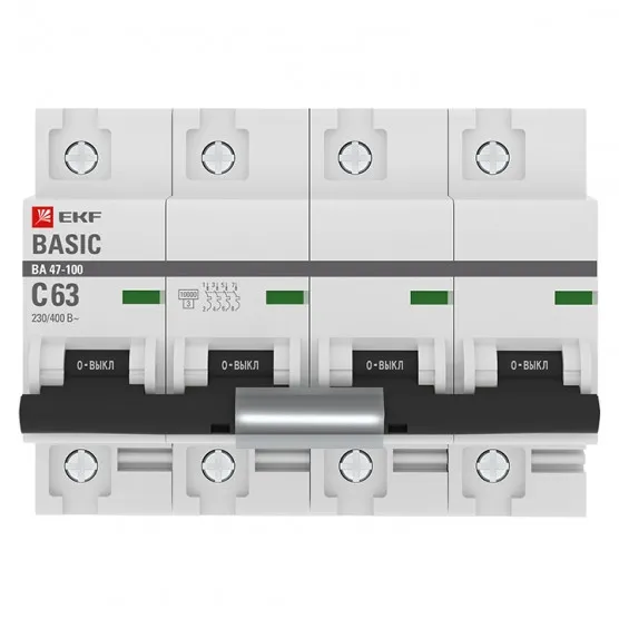 Автоматический выключатель 4P 63А (C) 10kA ВА 47-100 EKF Basic#2