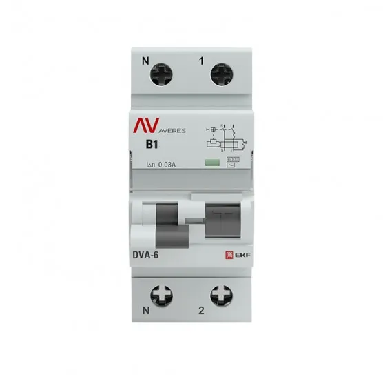 Дифференциальный автомат DVA-6 1P+N 1А (B) 30мА (AC) 6кА EKF AVERES#2