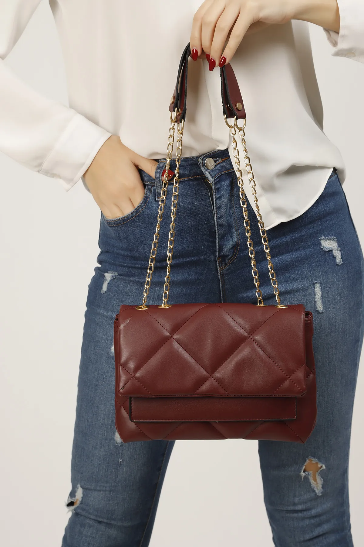 Женская сумка с вышивкой - бордовый shk bag#4