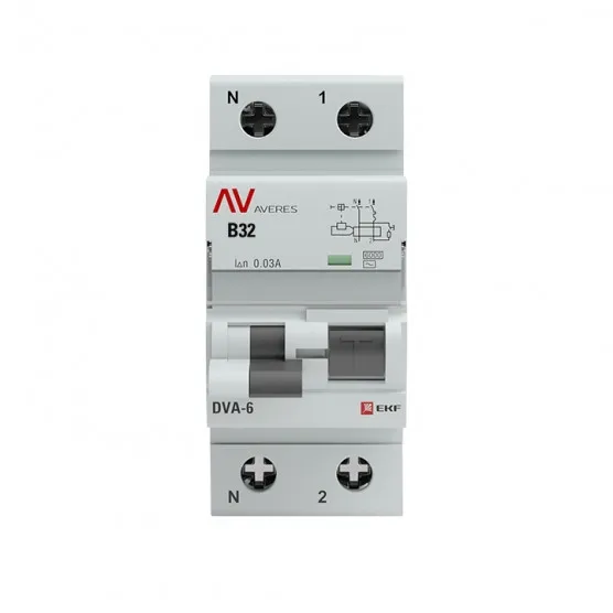 Дифференциальный автомат DVA-6 1P+N 32А (B) 30мА (AC) 6кА EKF AVERES#2