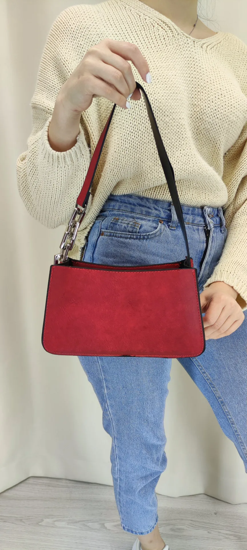 Женская сумка-багет с цепочкой SHK Bag MYZ0000TRCS Красный#2