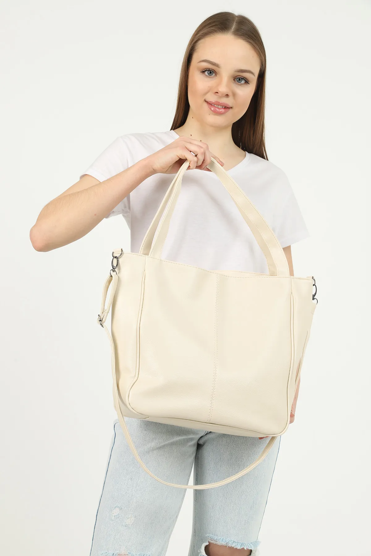 Женская сумка большого размера Meyz980 Кремовая#3