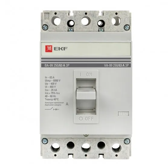 Выключатель автоматический ВА-99 1600/1600А 3P 50кА с электронным расцепителем EKF PROxima#2
