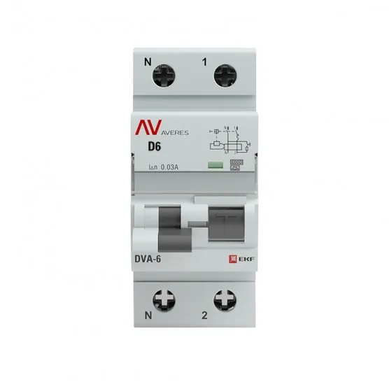 Дифференциальный автомат DVA-6 1P+N 6А (D) 30мА (A) 6кА EKF AVERES#2