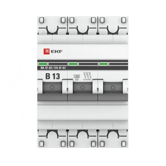 Автоматический выключатель 3P 13А (B) 4,5кА ВА 47-63 EKF PROxima#2