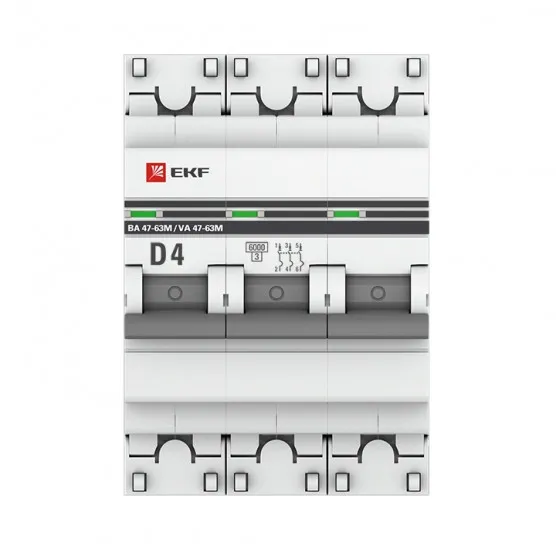 Автоматический выключатель 3P 4А (D) 6кА ВА 47-63M без теплового расцепителя EKF PROxima#2