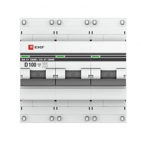 Автоматический выключатель 3P 100А (D) 10kA ВА 47-100M без теплового расцепителя EKF PROxima#2