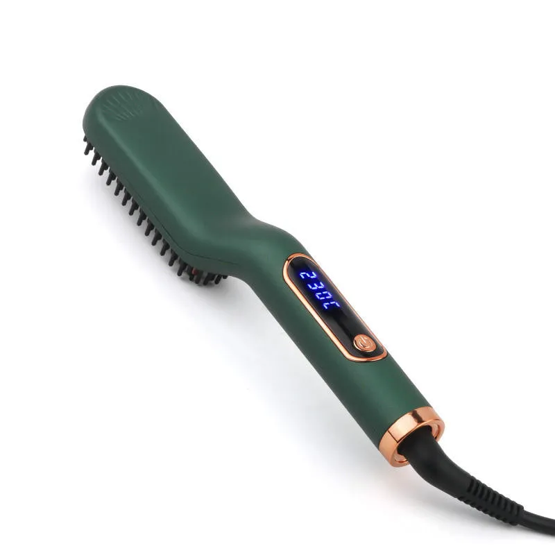 новый продукт светодиодный выпрямитель для бороды для мужчин ионная цифровая щетка для волос мужской выпрямитель для волос ST-778#4